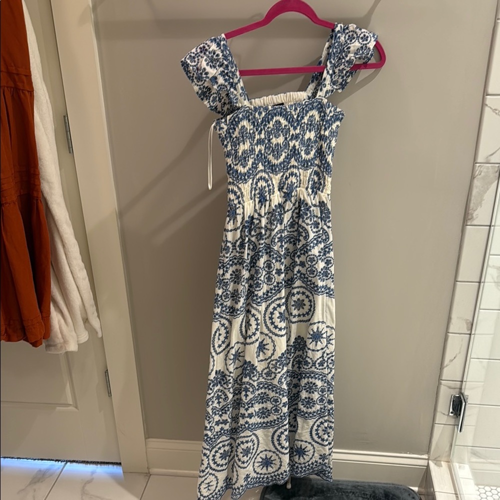 Zara Black and White Sundress with Square Neck